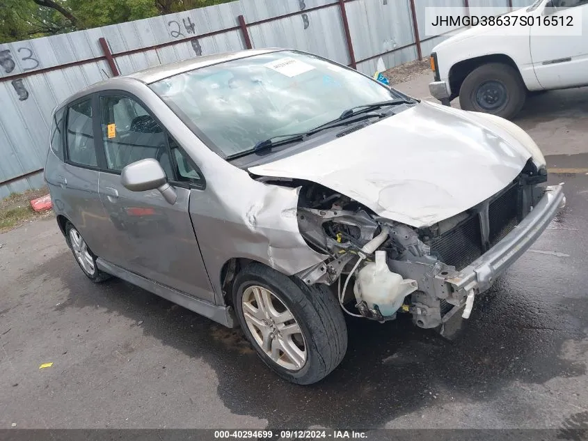 JHMGD38637S016512 2007 Honda Fit Sport