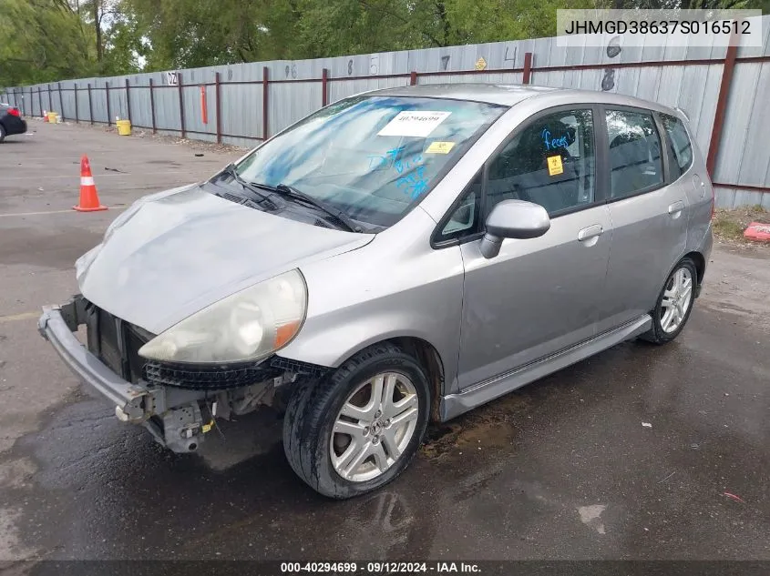 2007 Honda Fit Sport VIN: JHMGD38637S016512 Lot: 40294699