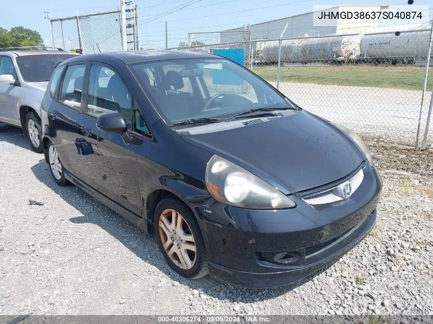 2007 Honda Fit Sport VIN: JHMGD38637S040874 Lot: 40306274