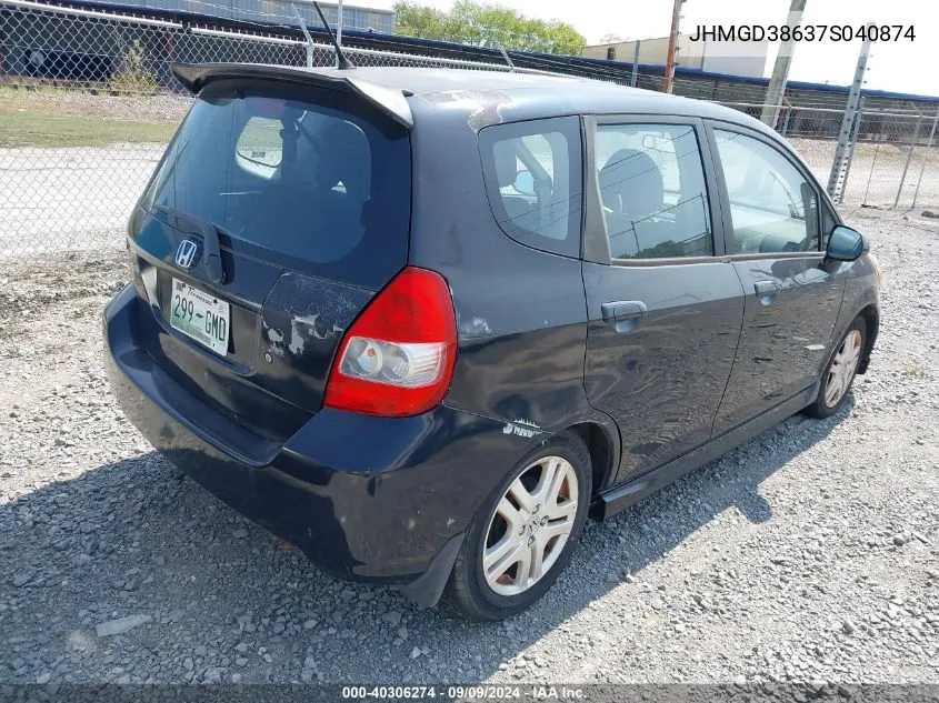 JHMGD38637S040874 2007 Honda Fit Sport