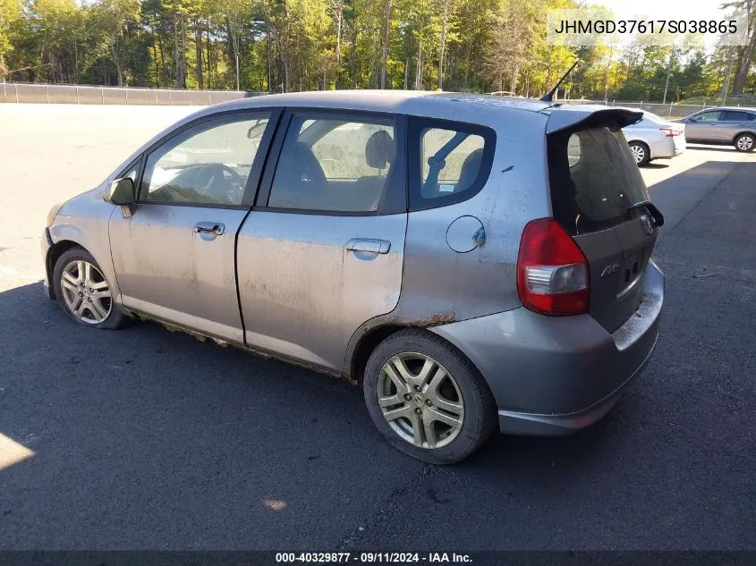 2007 Honda Fit Sport VIN: JHMGD37617S038865 Lot: 40329877