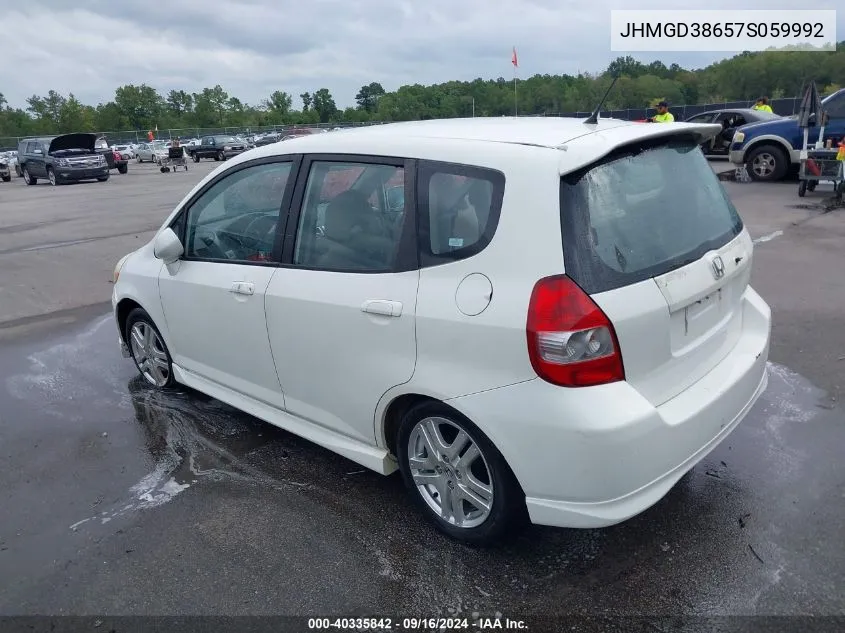 2007 Honda Fit Sport VIN: JHMGD38657S059992 Lot: 40335842