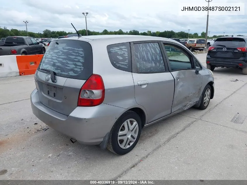 2007 Honda Fit VIN: JHMGD38487S002121 Lot: 40336919