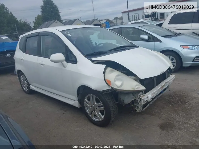 JHMGD38647S019029 2007 Honda Fit S