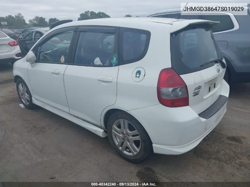 JHMGD38647S019029 2007 Honda Fit S