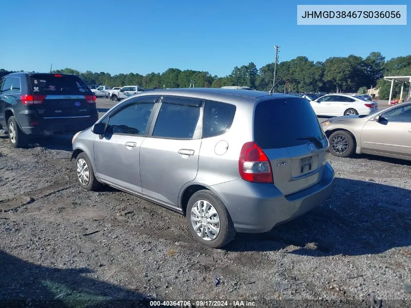 2007 Honda Fit VIN: JHMGD38467S036056 Lot: 40364706