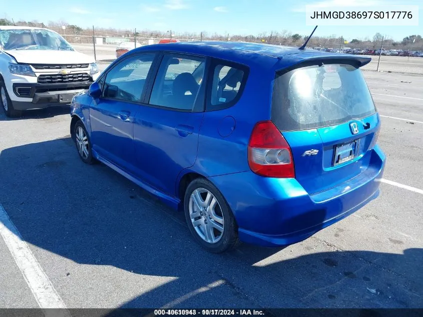 2007 Honda Fit Sport VIN: JHMGD38697S017776 Lot: 40610943