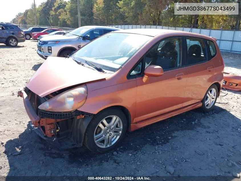 2007 Honda Fit Sport VIN: JHMGD38677S043499 Lot: 40643282