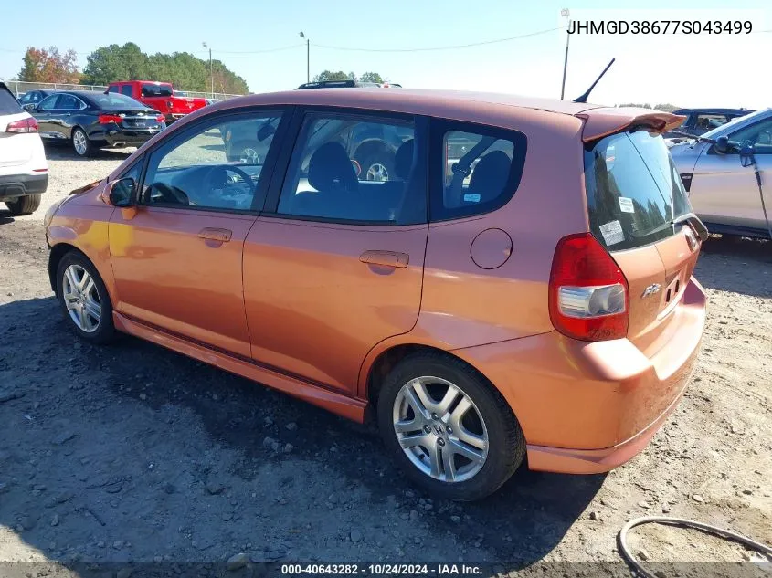 JHMGD38677S043499 2007 Honda Fit Sport