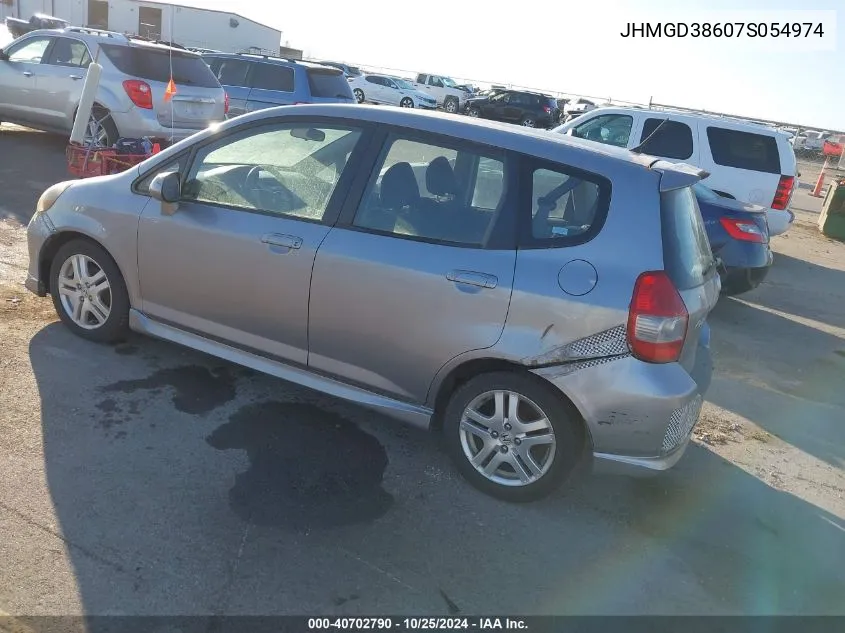 2007 Honda Fit S VIN: JHMGD38607S054974 Lot: 40702790