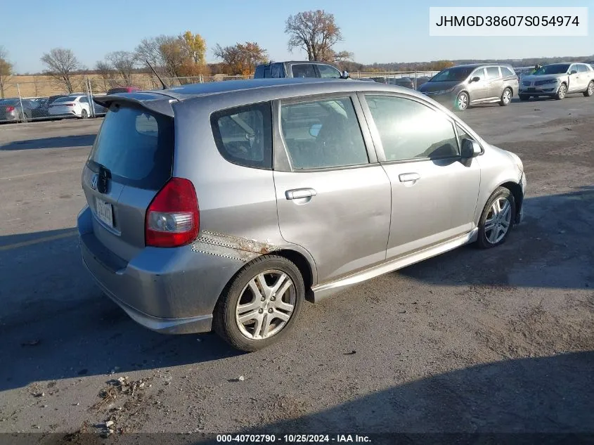 2007 Honda Fit S VIN: JHMGD38607S054974 Lot: 40702790