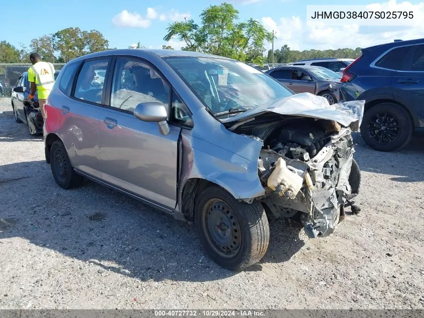 2007 Honda Fit VIN: JHMGD38407S025795 Lot: 40727732