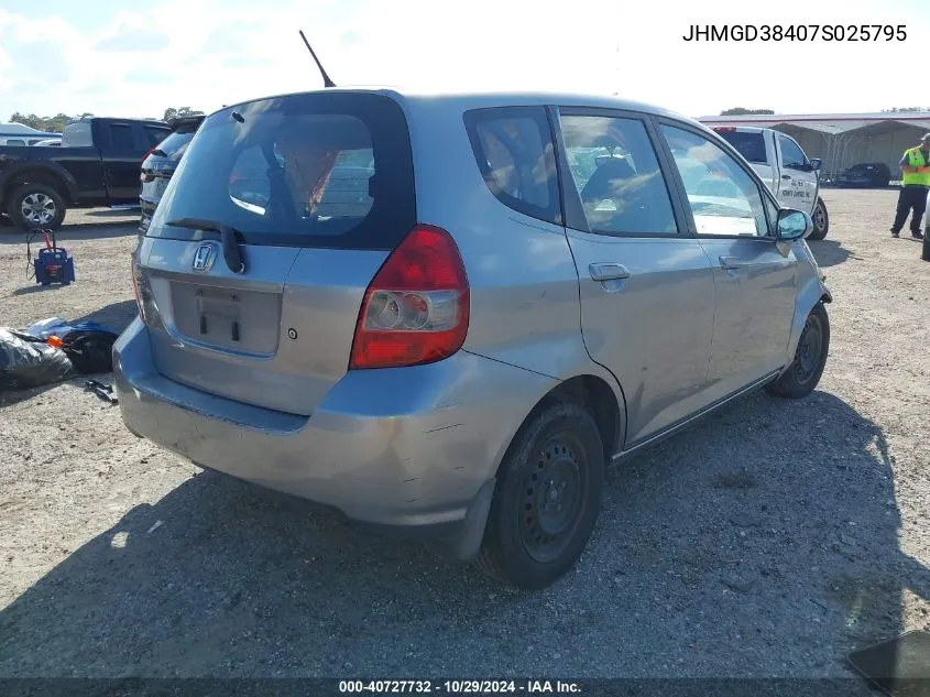 2007 Honda Fit VIN: JHMGD38407S025795 Lot: 40727732