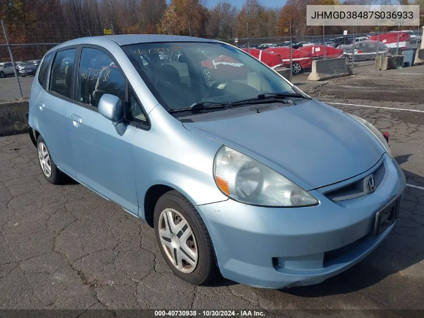 2007 Honda Fit Base (A5) VIN: JHMGD38487S036933 Lot: 40730938