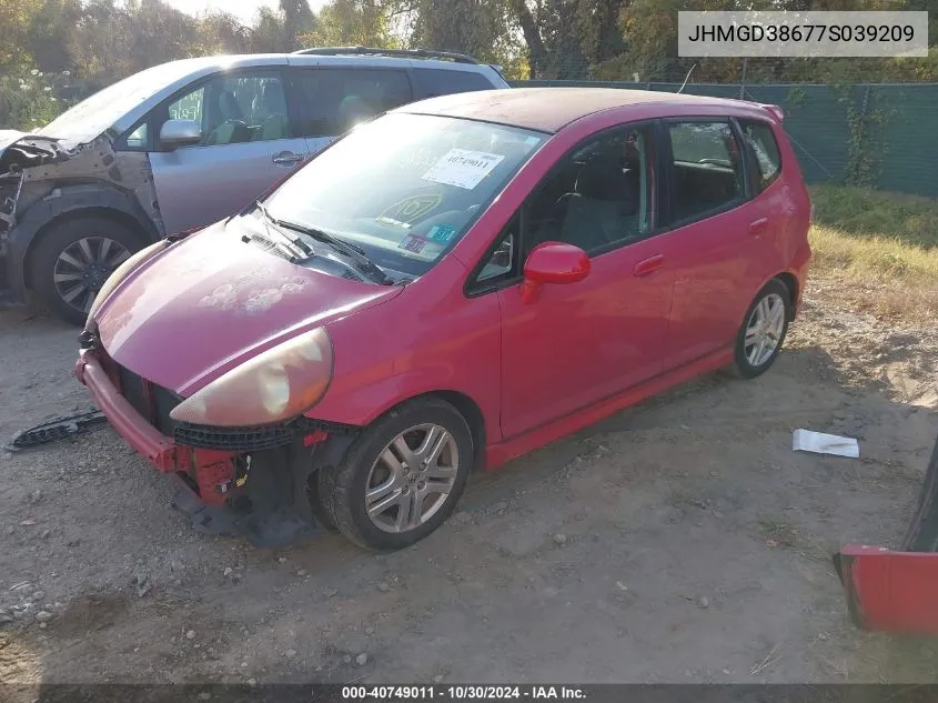 JHMGD38677S039209 2007 Honda Fit Sport