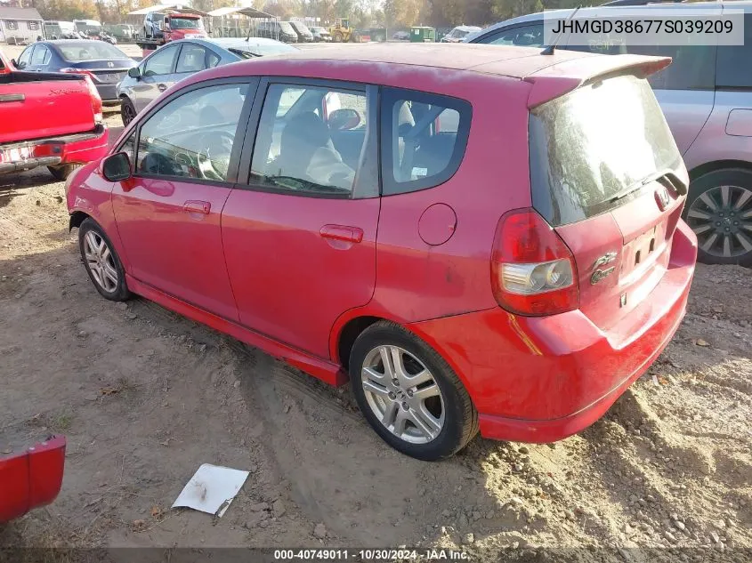 JHMGD38677S039209 2007 Honda Fit Sport