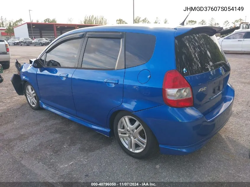 2007 Honda Fit Sport VIN: JHMGD37607S054149 Lot: 40796050