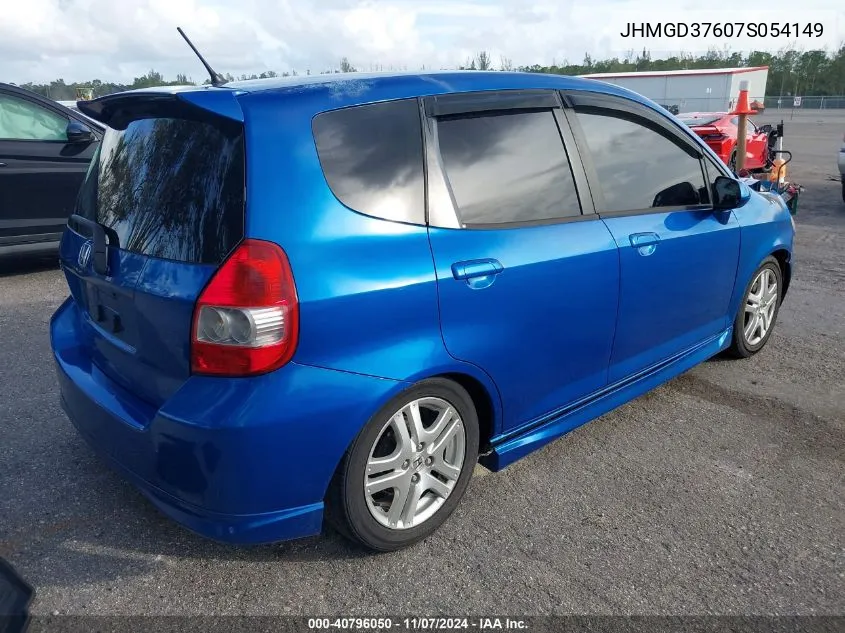 2007 Honda Fit Sport VIN: JHMGD37607S054149 Lot: 40796050