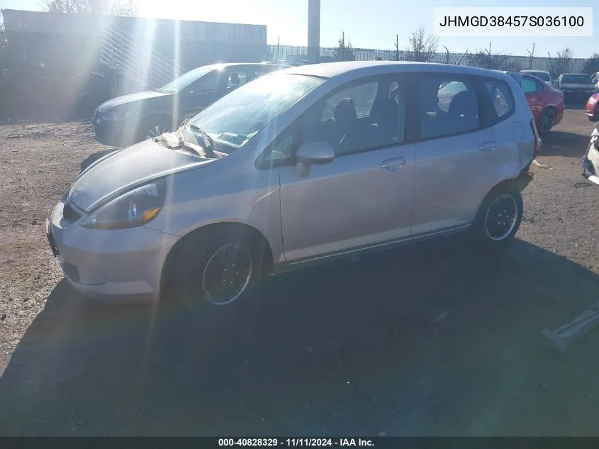 2007 Honda Fit VIN: JHMGD38457S036100 Lot: 40828329