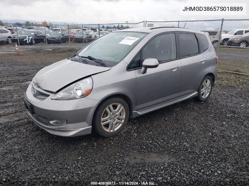 2007 Honda Fit Sport VIN: JHMGD38657S018889 Lot: 40836873