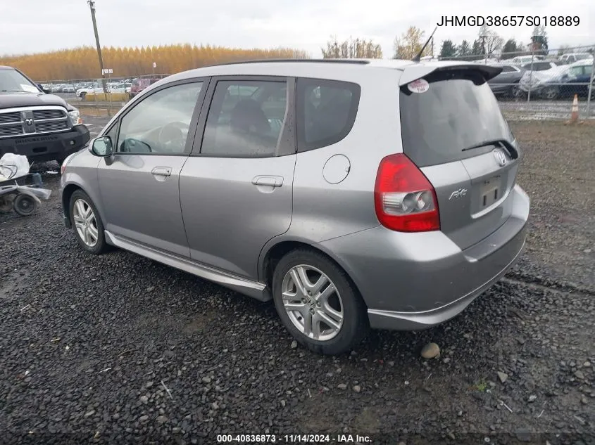 2007 Honda Fit Sport VIN: JHMGD38657S018889 Lot: 40836873