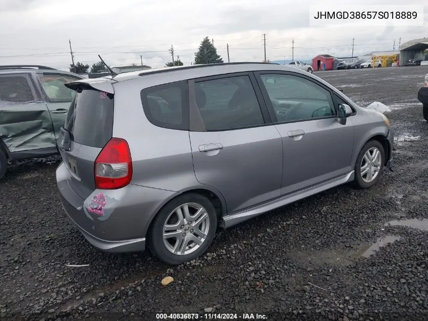 2007 Honda Fit Sport VIN: JHMGD38657S018889 Lot: 40836873