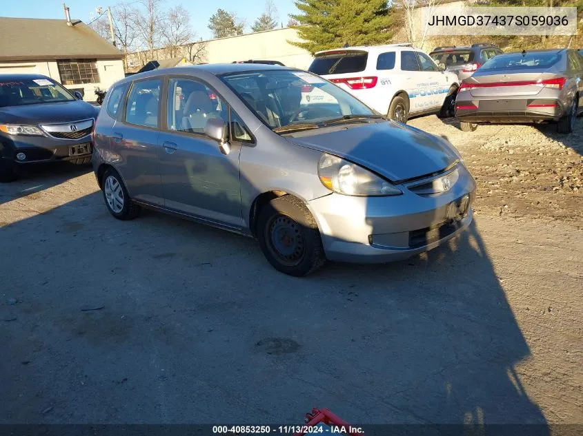 2007 Honda Fit VIN: JHMGD37437S059036 Lot: 40853250