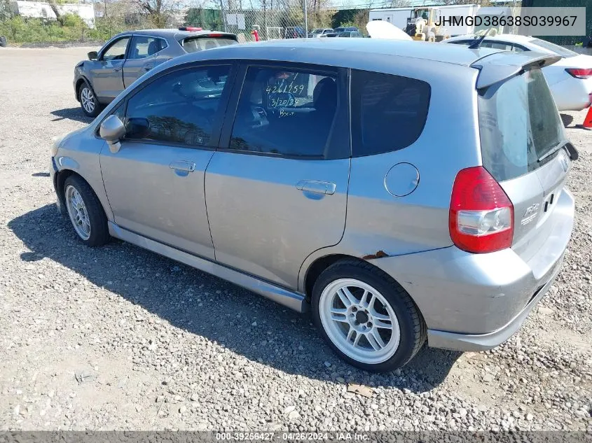 JHMGD38638S039967 2008 Honda Fit Sport