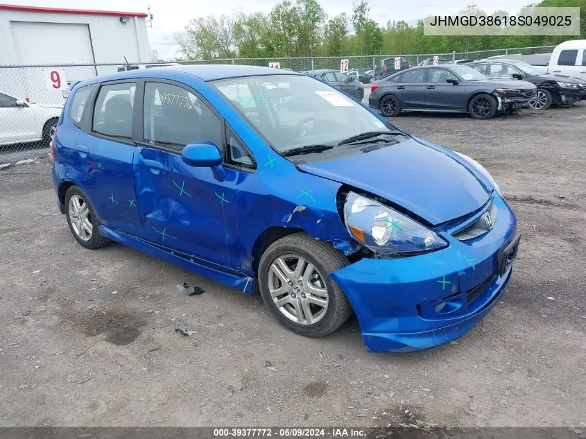 2008 Honda Fit Sport VIN: JHMGD38618S049025 Lot: 39377772