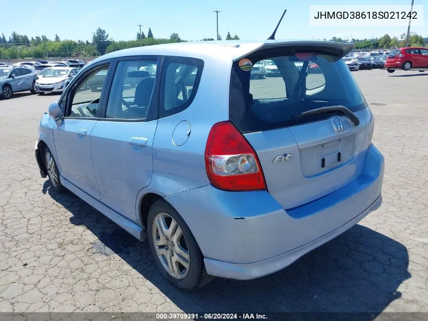 2008 Honda Fit Sport VIN: JHMGD38618S021242 Lot: 39709391