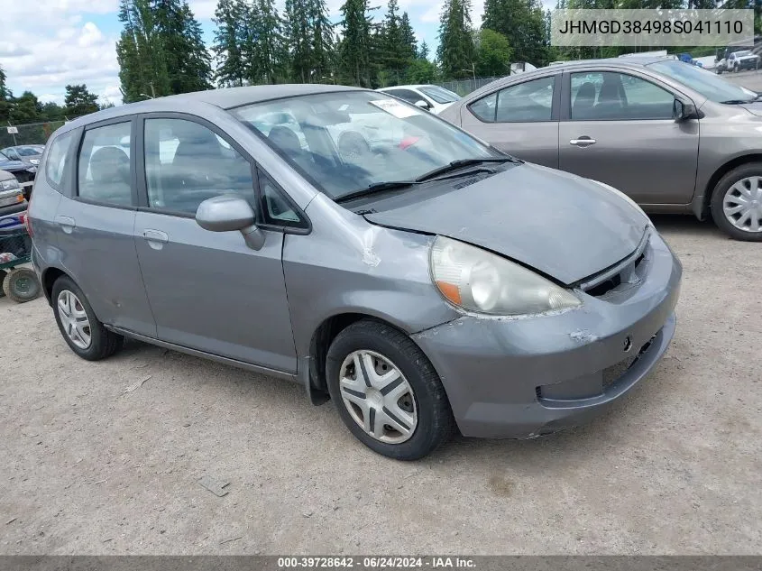 2008 Honda Fit VIN: JHMGD38498S041110 Lot: 39728642