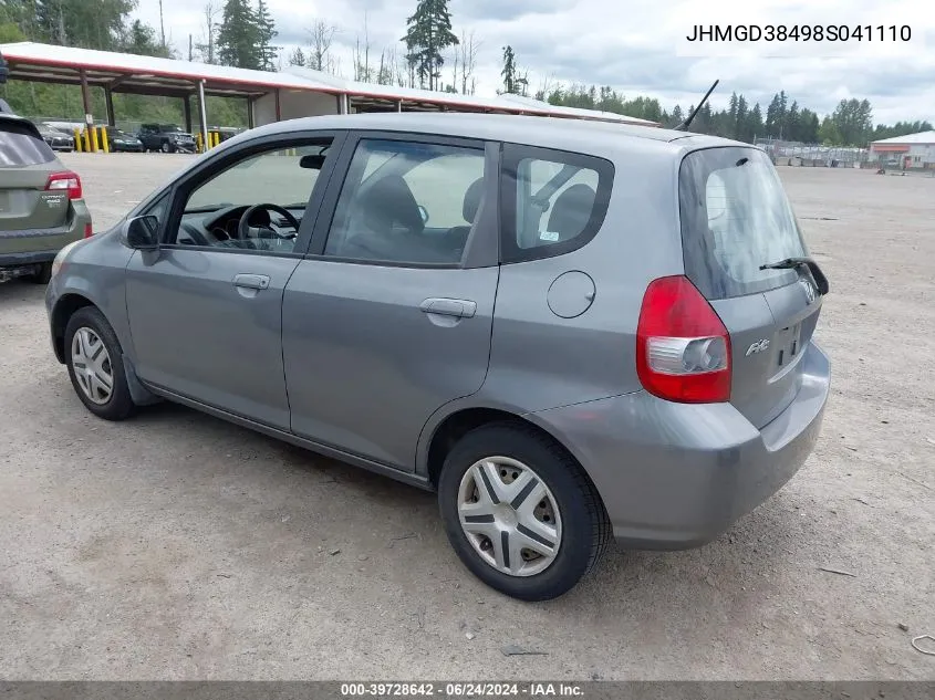 2008 Honda Fit VIN: JHMGD38498S041110 Lot: 39728642