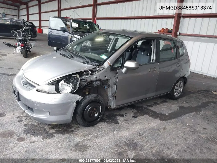 2008 Honda Fit VIN: JHMGD38458S018374 Lot: 39977807