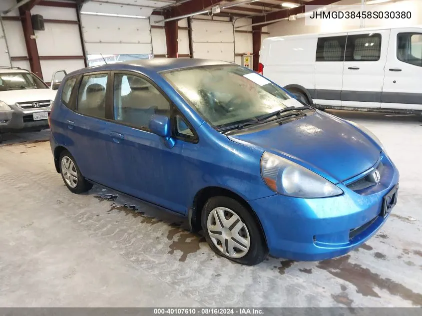 2008 Honda Fit VIN: JHMGD38458S030380 Lot: 40107610