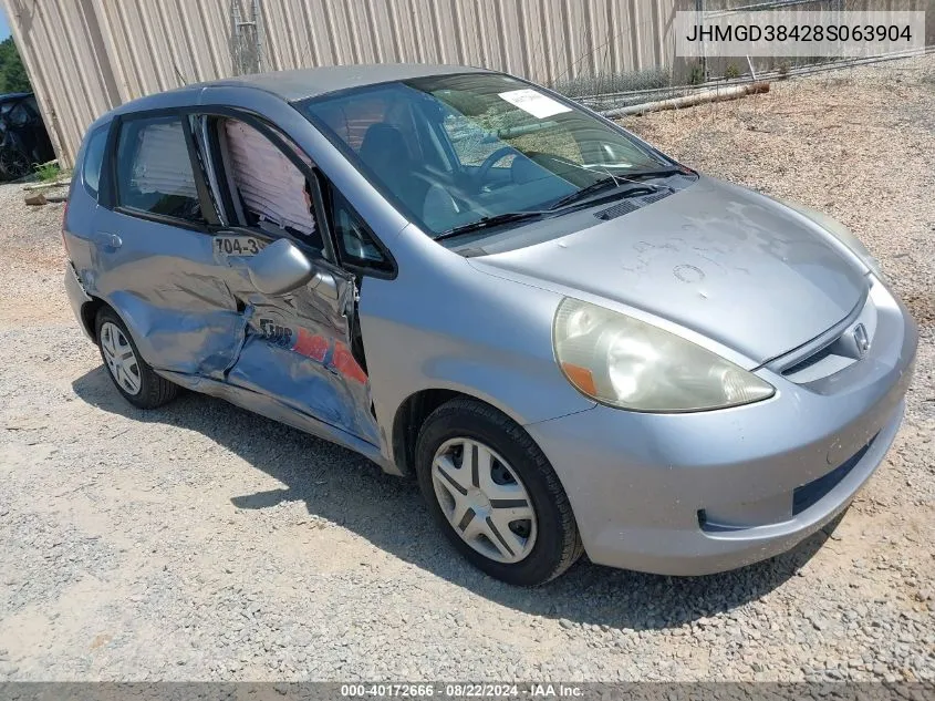 2008 Honda Fit VIN: JHMGD38428S063904 Lot: 40172666