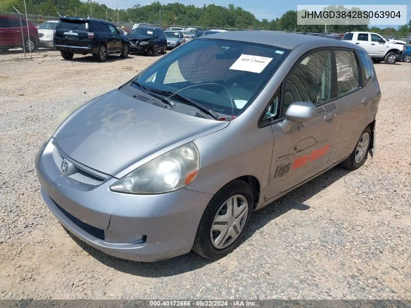 2008 Honda Fit VIN: JHMGD38428S063904 Lot: 40172666