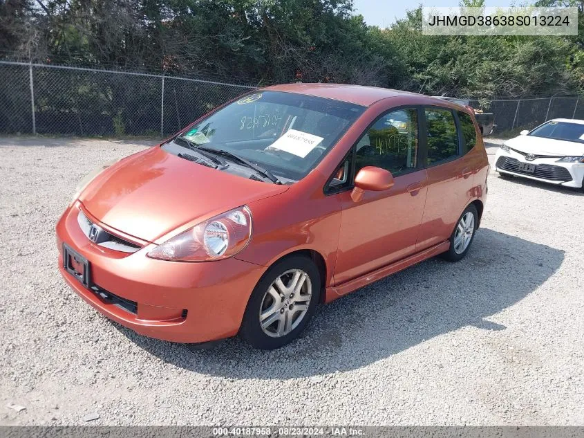 2008 Honda Fit Sport VIN: JHMGD38638S013224 Lot: 40187958