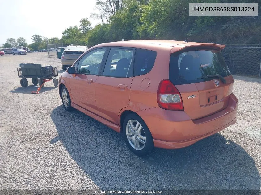 2008 Honda Fit Sport VIN: JHMGD38638S013224 Lot: 40187958