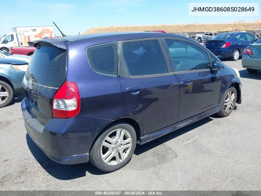 JHMGD38608S028649 2008 Honda Fit Sport