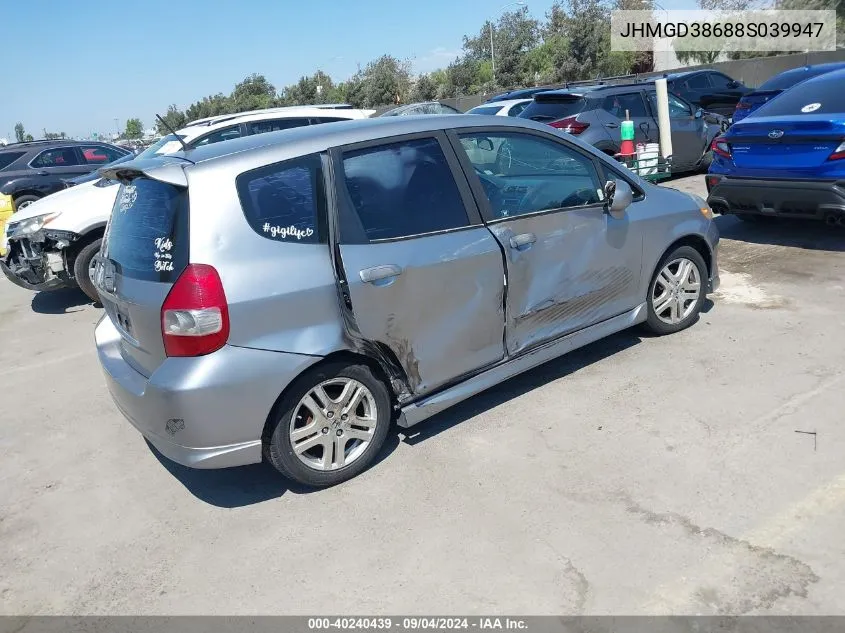 JHMGD38688S039947 2008 Honda Fit Sport