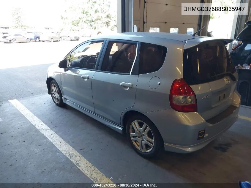 2008 Honda Fit Sport VIN: JHMGD37688S035947 Lot: 40243228