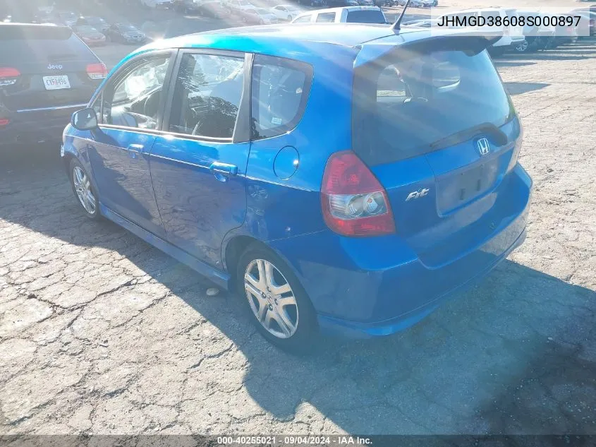 2008 Honda Fit Sport VIN: JHMGD38608S000897 Lot: 40255021