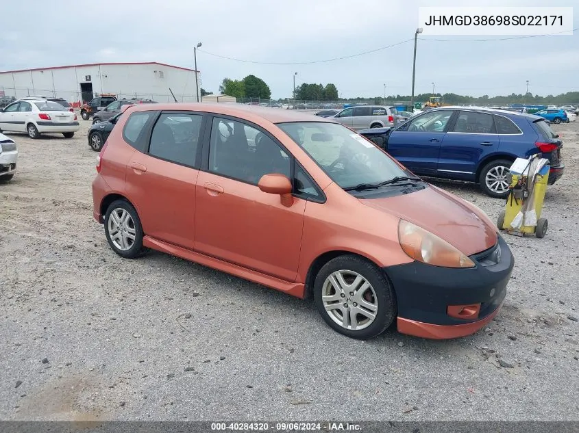 2008 Honda Fit Sport VIN: JHMGD38698S022171 Lot: 40284320