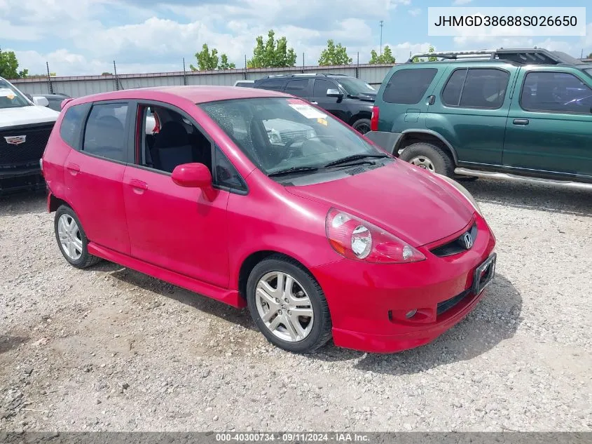 JHMGD38688S026650 2008 Honda Fit Sport