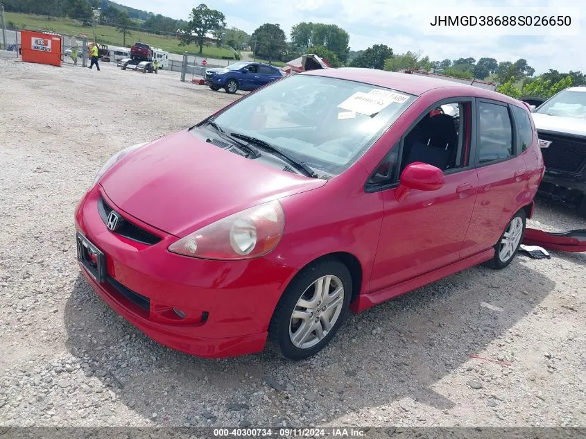 JHMGD38688S026650 2008 Honda Fit Sport