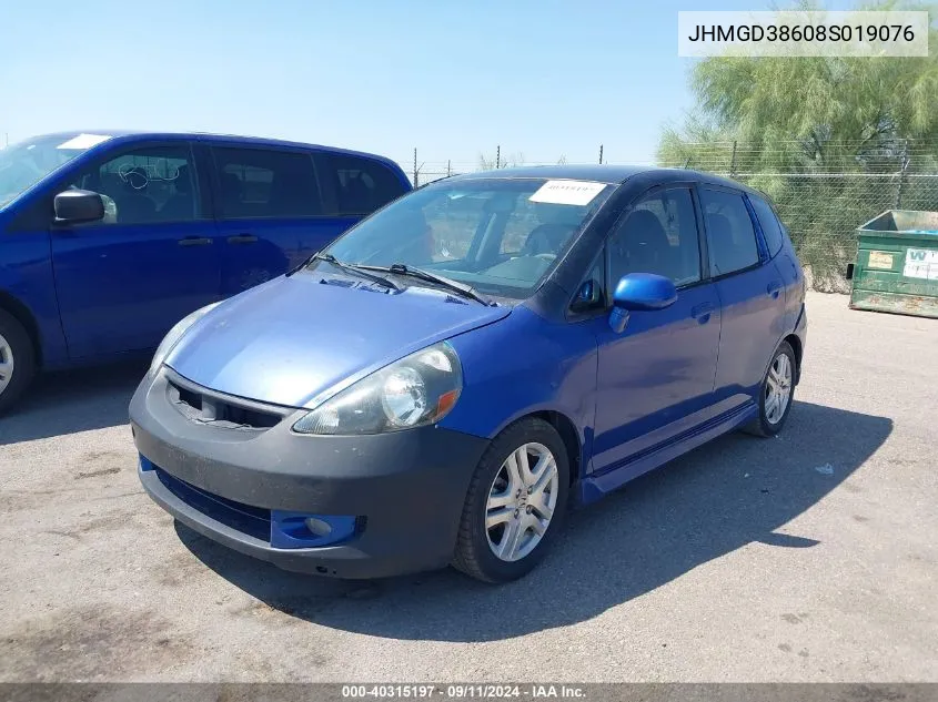 2008 Honda Fit Sport VIN: JHMGD38608S019076 Lot: 40315197