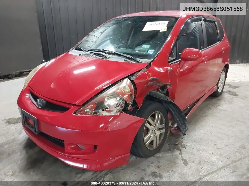 2008 Honda Fit Sport VIN: JHMGD38658S051568 Lot: 40320379