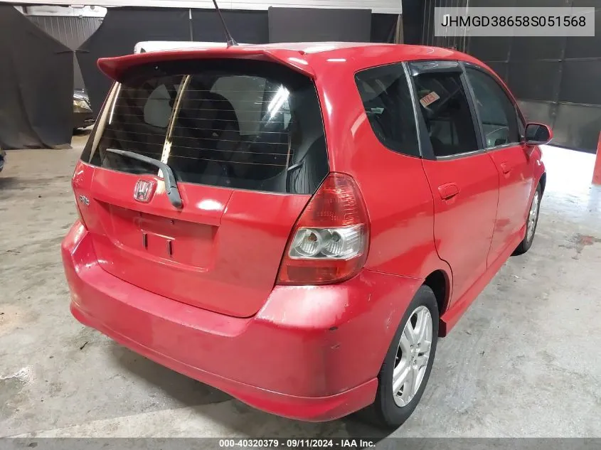 JHMGD38658S051568 2008 Honda Fit Sport