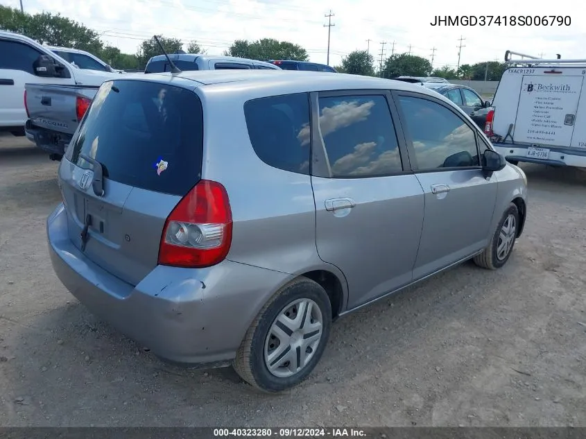 2008 Honda Fit VIN: JHMGD37418S006790 Lot: 40323280