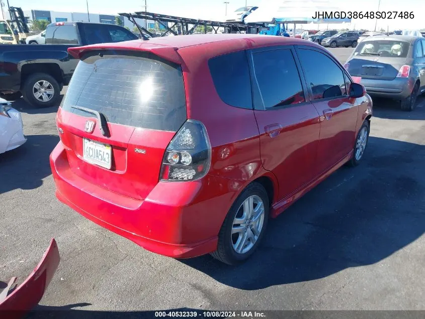 JHMGD38648S027486 2008 Honda Fit Sport